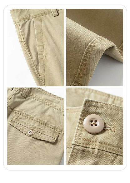 100% Cotton Straight Casual Pants Men's New Cargo Pocket Fashion Brand Comfortable High Quality Business Male Pants