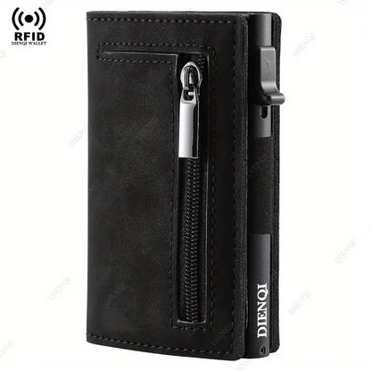 Porte-cartes de crédit bloquant le RFID, portefeuille homme de luxe, Pop Up, fin et minimaliste, étui porte-cartes bancaires noir pour hommes