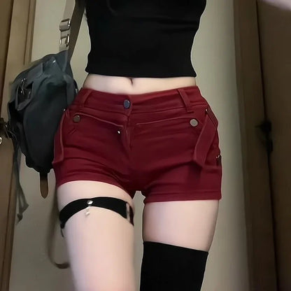 Red Jorts Female Short Jeans Pants Coquette Women's Denim Shorts Sexy Elegant Stretchy Streetwear New In XL Offer Original Hot