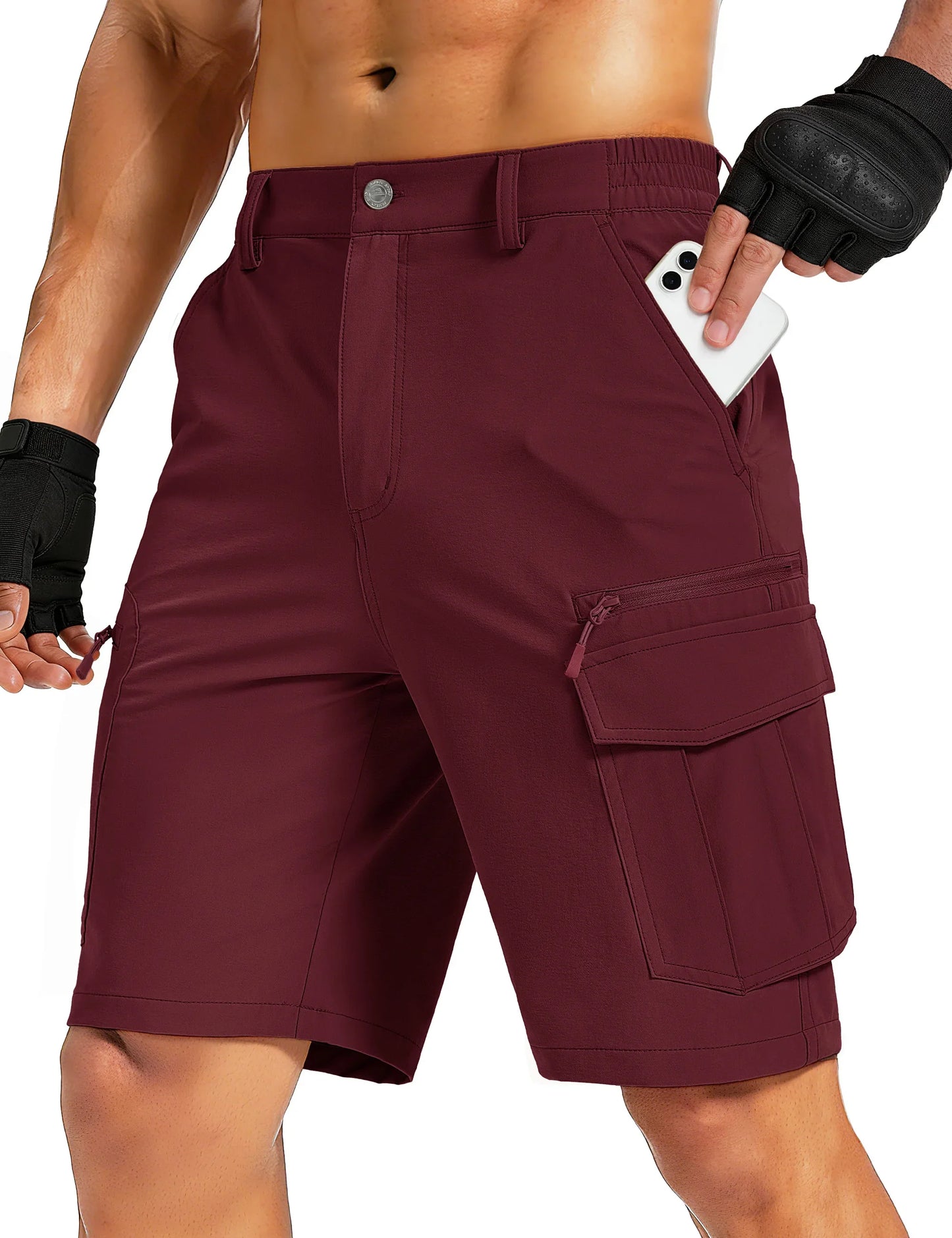 UPF 50+ Hiking Cargo Shorts with 7 Pockets Men 9" Quick Dry Lightweight Nylon Shorts Outdoor Work Shorts Fishing Casual