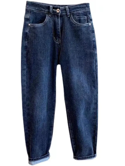 Slimming Straight Leg Jeans High Waist Cotton Stretch Denim Spring Autumn Women's plus Size Carrot Pants Casual Classic Sle
