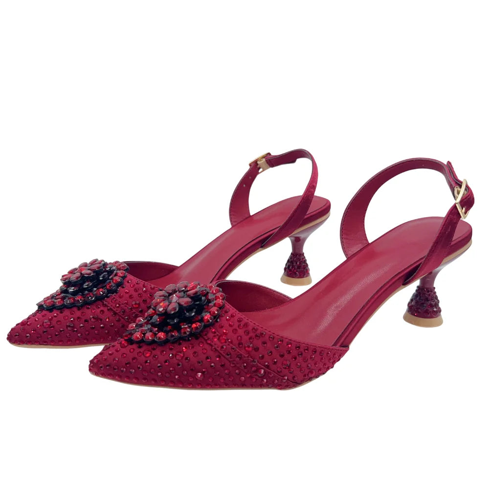 Women's Clutch Bag and Shoes Fairy Diamond High Heels Stylish Dress Shoes Pointed Toe Stiletto Heels Elegant Party Wedding Shoes
