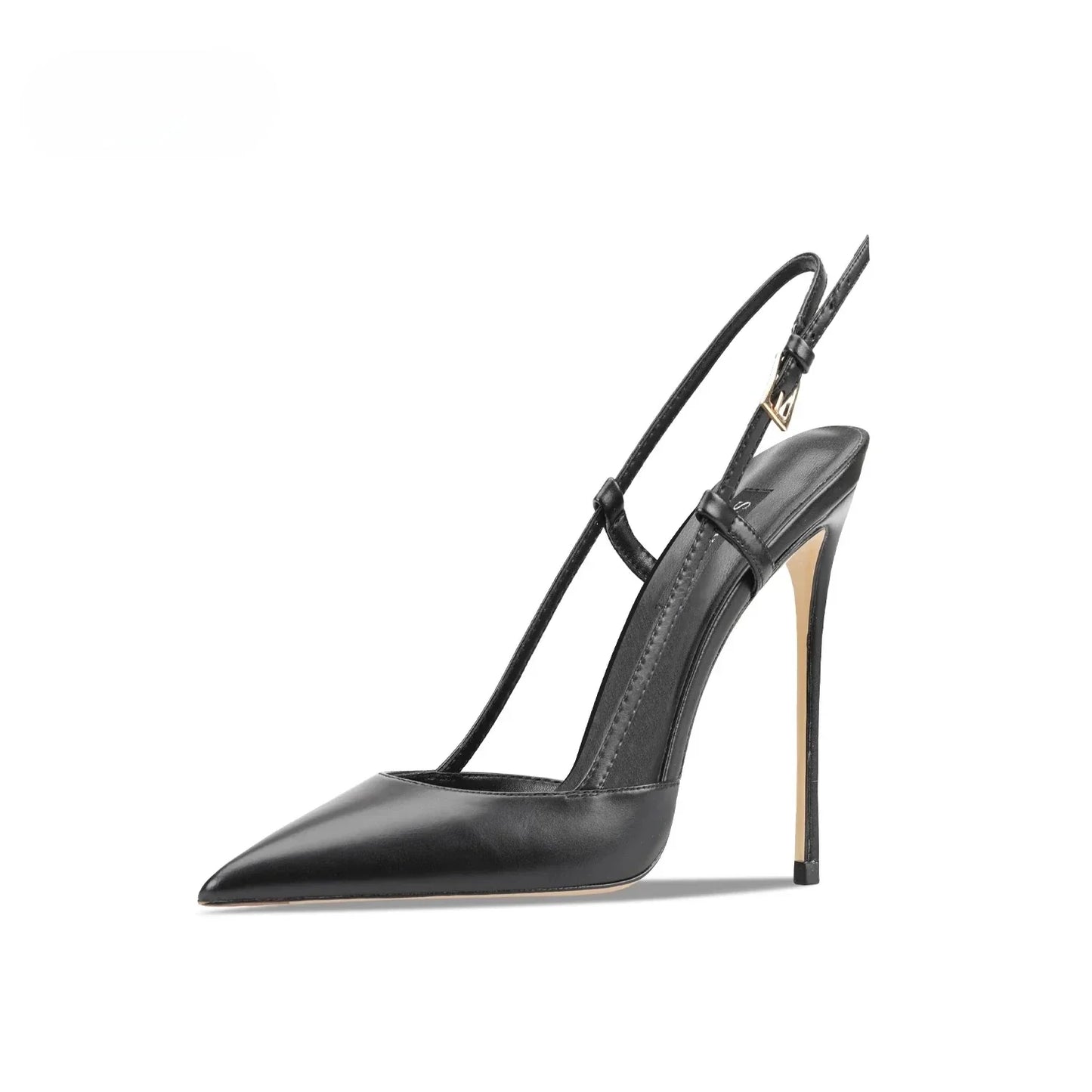 Bare leather edge buckle straight strap sandals for women, new pointed shallow mouth slim heel fashionable single shoe