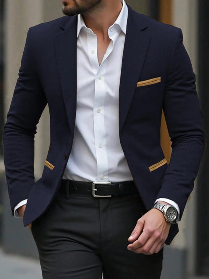 Men's Corduroy Blazer Jacket Medium Thick Business Suit Spring & Fall Season Fitted Design Woven Fabric Style