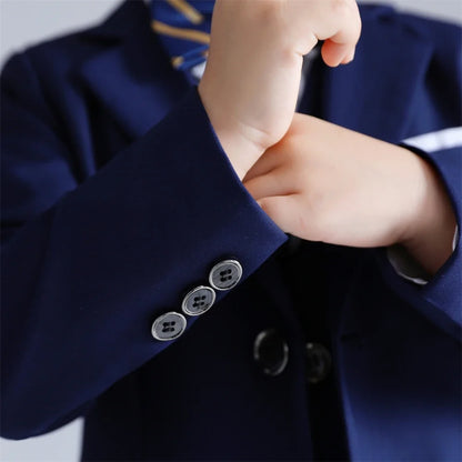 High Quality Navy Boys Suit For Wedding Teenager Kids Formal Ceremony Tuxedo Dress Children Photography Blazer Party
