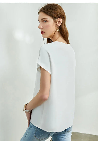 Minimalism Chiffon Shirts & Blouses New Elegant Youth Woman Blouses Loose Fashion Casual Chic Tops Female Clothing 12612024