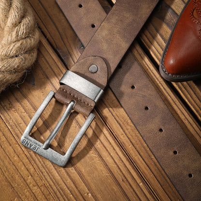 A Casual, Individual and Retro Belt, Western-Style Clothing Accessory, Metal Buckle, PU Belt, Suitable for Both Men and Women