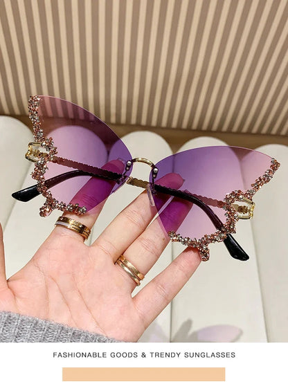 Cycling New Y2K Style Women Fashion Sunglasses Oversize Butterfly Shape Diamond Edge Design Sun Glasses Street Party Glasses