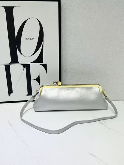 Fashion Long Clutch Bag for Women Luxury Designer Kiss Clip Handbags Luxury Pu Leather Underarm Shoulder Bags Trend Party Purses