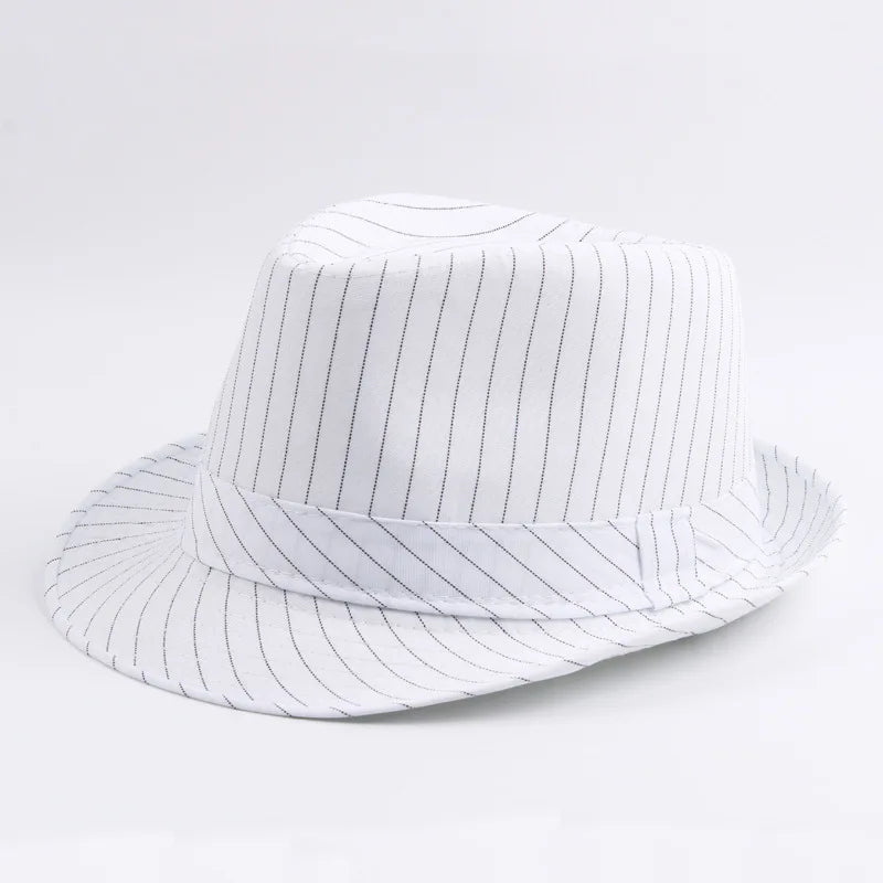 Spring and Autumn British Black and White Striped Cloth Jazz Fedoras  Men's New Casual Versatile Couple Sunshade Hat Outdoor