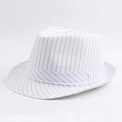 Spring and Autumn British Black and White Striped Cloth Jazz Fedoras  Men's New Casual Versatile Couple Sunshade Hat Outdoor