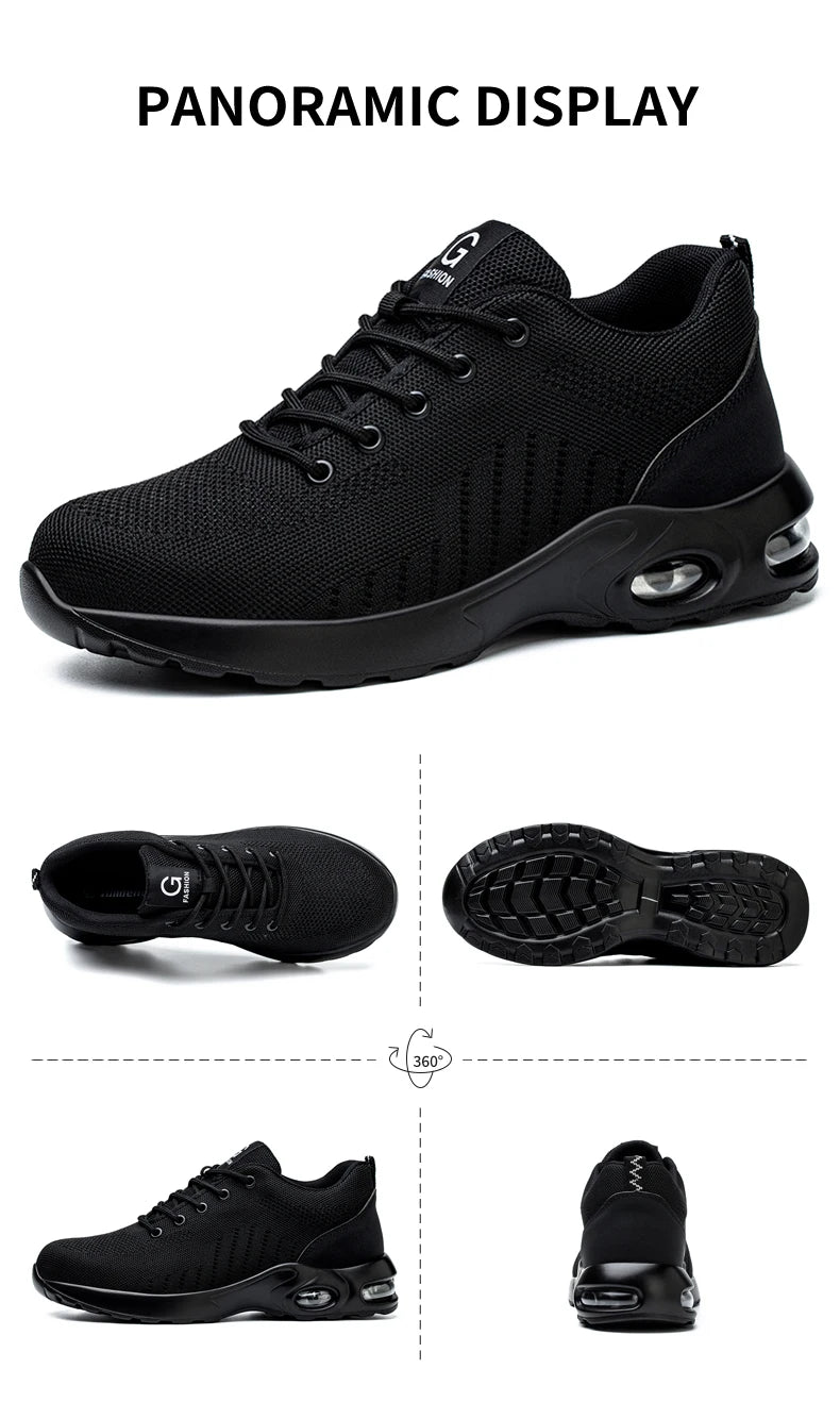 Safety Shoes for Men and Women, Breathable Work Sports Shoes, Steel Toe Shoes, Puncture Resistant Safety Protection Shoes