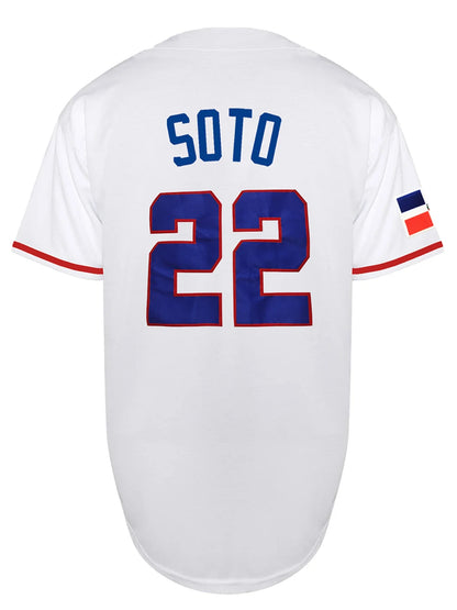 Men's 22 Dominicana Baseball Jerseys 90s Hip Hop Button Down Baseball Shirts for Party Stitched