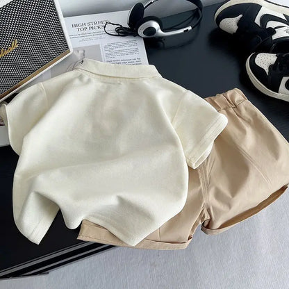 New Children Summer Fashion Baby Boy Clothes Suits Infant Cute Cartoon Bear Polo T Shirt Shorts 2pcs/Set Toddler Casual Costume