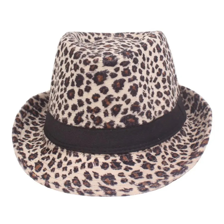Autumn Winter Women's Fashion Top Hat Sexy Fashion Jazz Hat British Retro Gentleman Hat Men Leopard Animal Fedoras Top Party Hat