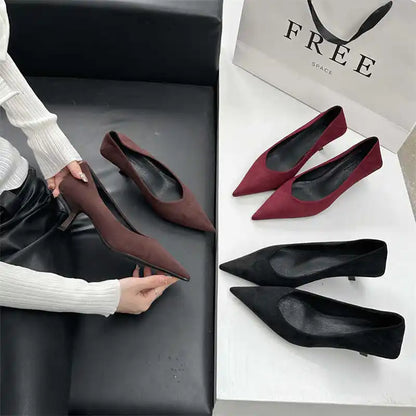 2024 Autumn Pointed Toe Women Sexy Shallow Slip On Pumps Shoes Fashion Thin High Heel Ladies Elegant Dress Shoes Mujer