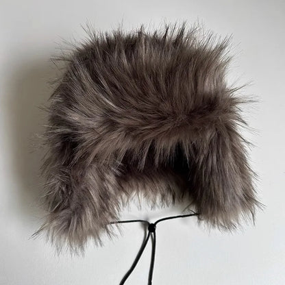 Imitation Fox Hair Bomber Hats for Women Winter Ear Protection Ski Hat Men Warm Windproof Fur Hat  Ear Flap Ushanka Pilot Hats