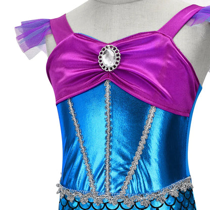 Mermaid Dress Girls Kids Cosplay Dresses Princess Costume Perform Clothes Birthday Party Halloween Clothing