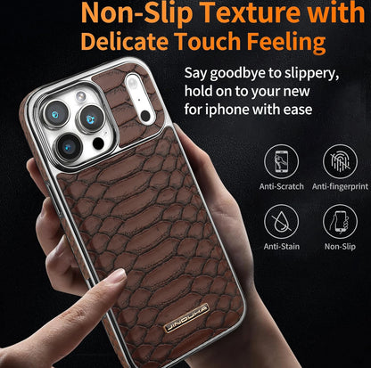 Luxurious And Stylish Snake Patterned Leather Phone Case, For IPhone 17 16 15 Pro Max 17Air Protective Case, With Flannel Lining