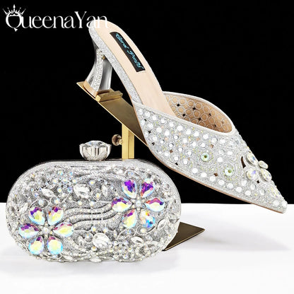 2025 INS FANTATIC BLUE Rhinestone-encrusted Sex Ladies Shoes / MATCHING  SPARKING MINI BAG (SPECIAL COLLECTION)