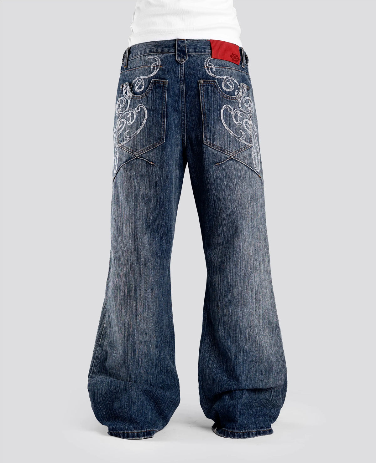 Y2k Blue Opening Bootcut Jeans Vintage Washed Embroidery Men Women Pants Harajuku High Street Streetwear Unisex Casual Jeans