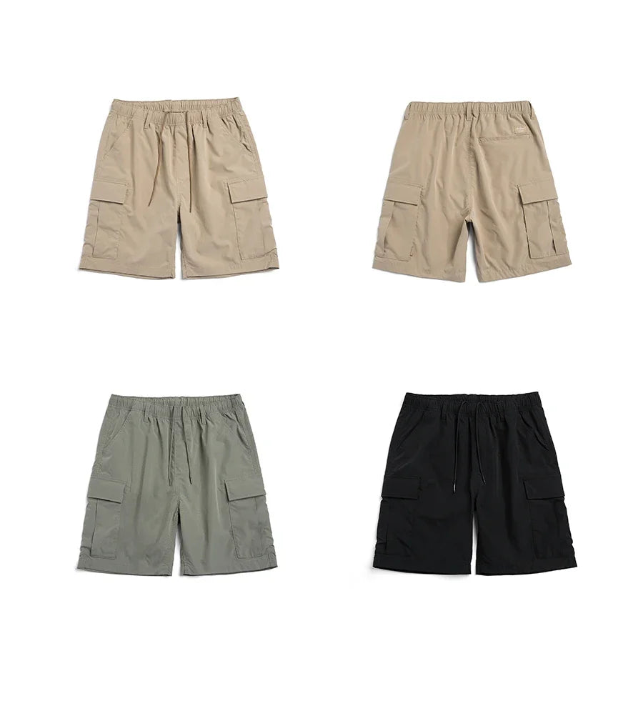 2024 Summer New  Oversize Lightweight 190g  Quick Dry Fabric Cargo Drawstring Shorts Men Cool Fishing Hiking Shorts