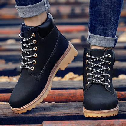 Designer Leather Mens Spring Fall Ankle Boots Trekking Yellow Coffee Designer Tactical Boots Outdoor for Men Work Shoes Sneakers
