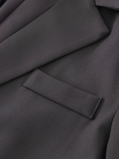 Women Blazers Grey Autumn Outerwears Office Jackets Ladies Coat Long Sleeve Pockets Black Blazers For Women Casual Long Jackets