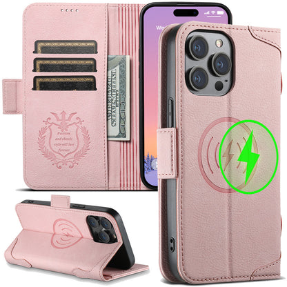 Magsafe Business Leather Wallet Phone Case For iPhone 12 13 14 15 Pro Max Plus 16 17 Pro Max With Flip Card Holder Cover