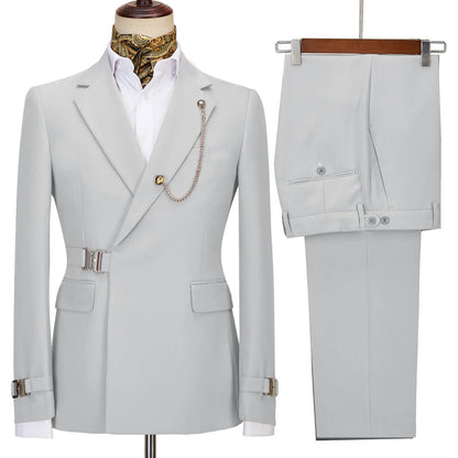 New casual Black men's suits slim two-piece business Korean version of the groom and best man wedding dress