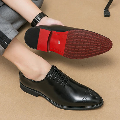 Men's Genuine Leather Dress Shoes Classic Oxford Soft Comfortable Lining Non-Slip Rubber Sole Business Office Formal Occasions