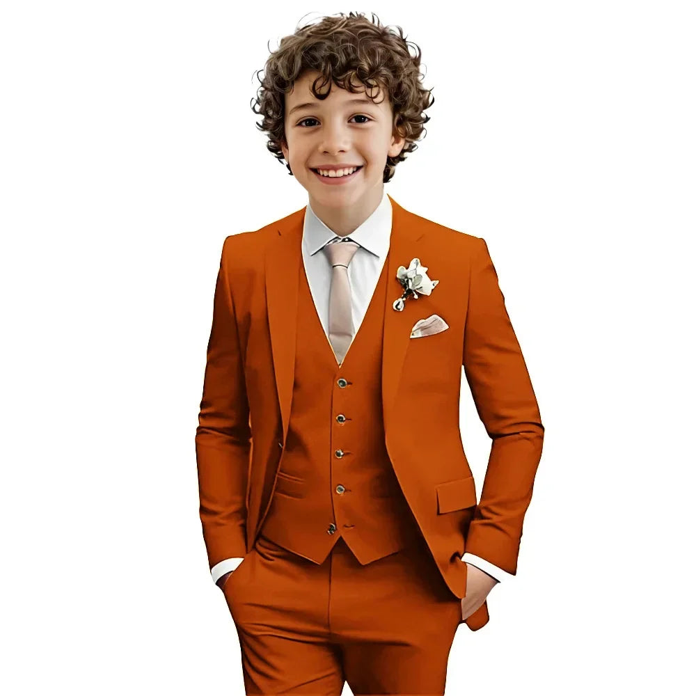 Multi-colors Boys Suit Set 3 Pieces Formal Outfit For Wedding Elegant Notched Lapel Kids Slim Fit Suits Party Tuxedo 2-20T