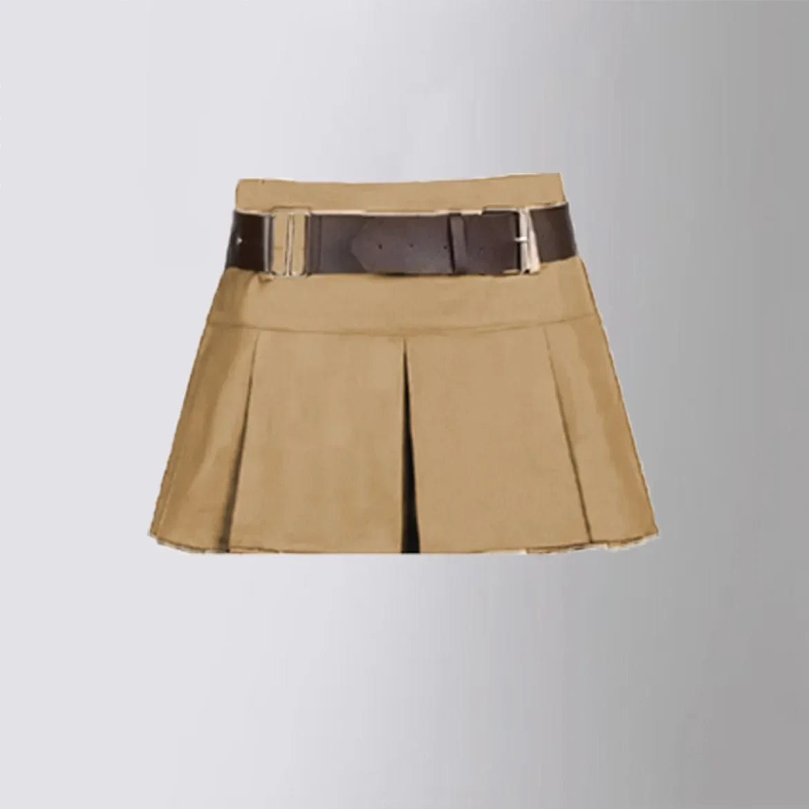 Girls Pleated Skirt Brown Casual All-match Cargo Skirt for Kids 3-13 Years Children Short A-line High Waist Tutu Skirt with Belt