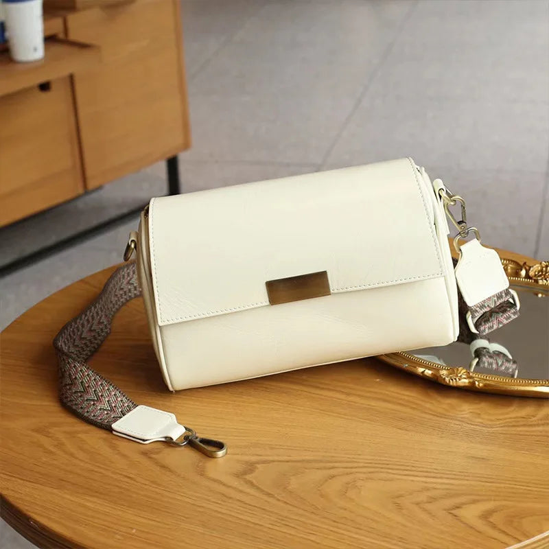 Vintage Classic Genuine Leather Handbag for Women Large Capacity Crossbody Shoulder Bag Flap Purse Satchel with 2 Straps