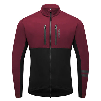 Men Cycling Jacket Autumn Winter Coats Thermal Fleece Windproof Bicycle Clothing Motorcycle Jackets with 2 way YKK Zipper