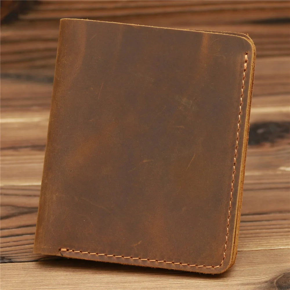 Top Genuine Leather Men's Wallet Retro Driving Licence Wallets for Men Durable Leather Portfel Male Cartera Hombre Purse for Men