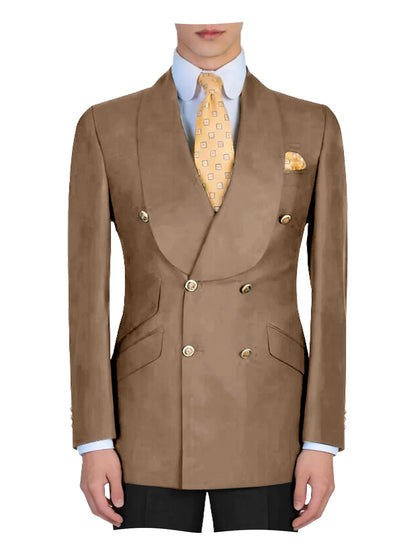 Mens Mint Green Double Breasted Blazer Slim Fit Shawl Collar Formal Sport Coat with Gold Buttons for Groom Prom Business Casual