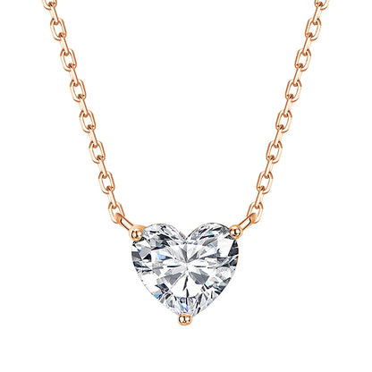 Certified 1-3Carat Heart Cut Moissanite Pendant Necklaces for Woman S925 Silver Plated 18k Gold Solitaire Lab Diamond Neckchain