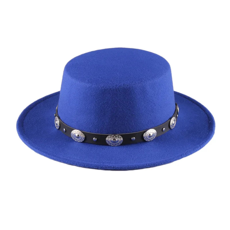 Panama Vintage Wide Brim Black Fedora Hat Men Flat Top Wool Jazz Cap Elegant Ladies Gentleman Gambler Hats