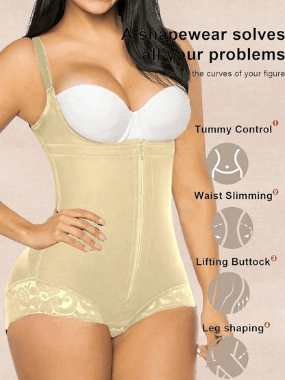 1 Pc Shapewear For Women Tummy Control Fajas Colombianas Body Shaper Zipper Open Bust Bodysuit