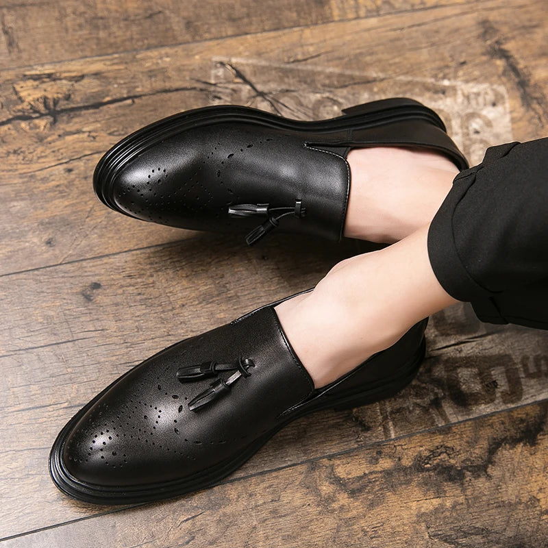 Brand Mens Leather Office Flats Wedding Banquet Luxury Loafers Comfortable Designer Oxfords Business Formal Korean Shoes for Men