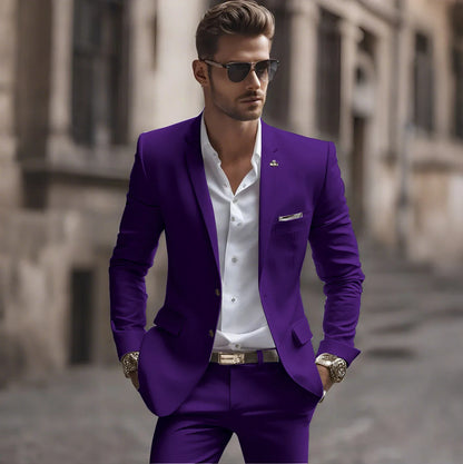 Summer White Men Suits Two Piece Fashion Notch Lapel Single Breasted Suit Slim Fit Elegant Smart Casual Groom Wedding Tuxedo