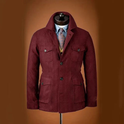 Men's Tweed Jacket Tuxedo Woolen Suit High Quality Costumes Wool Single Breasted Casual Slim Fit Male Blazers Autumn Winter