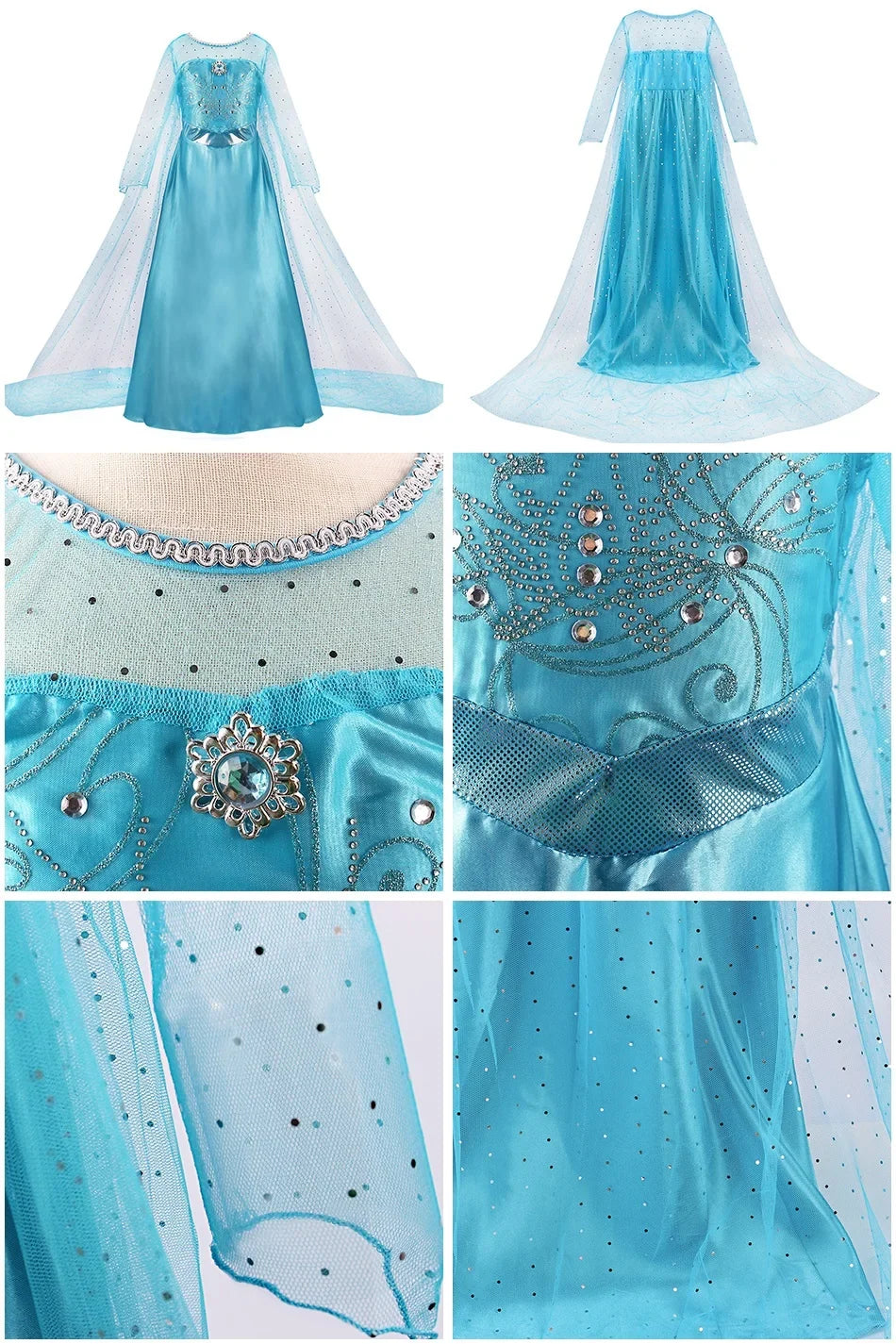 2026 Kid Elsa Anna Costume Girl Birthday Floral Dress Children Snow Queen Performance Fantasy Princess Evening Halloween Costume