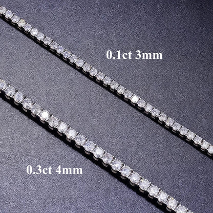 Hidden Spring Buckle Full Moissanite Tennis Bracelet D Color 2/2.5/3/4/5mm Lab Diamond Link Bracelets For Women Man Gift