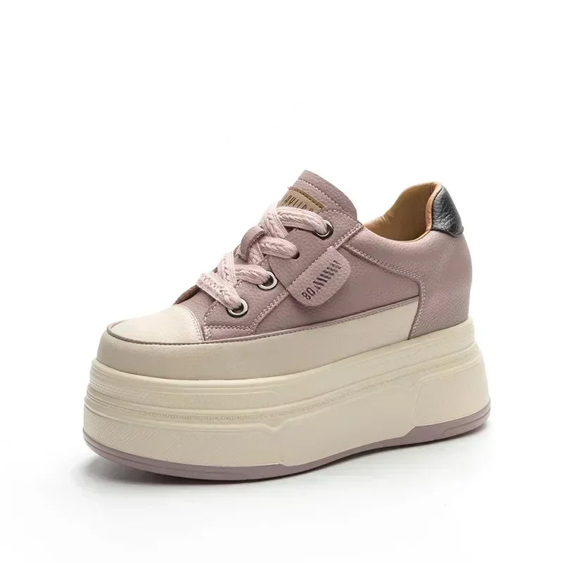 Hidden Heel Shoes High Platform shoes 9cm 3 inch comfortable sneakers for women Vulcanized Shoes Chunky Wedge Casual Shoes