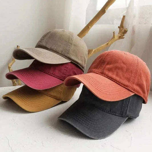 Women Men Cotton Solid Baseball Cap Fashion Snapback Hat Female Outdoor Simple Washed Vintage Visor Casual Cap Hat For Women Men