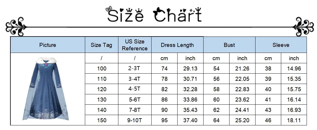 Girls Princess Dress Kids Elsa Anna Snow White Aurora Belle Rapunzel Peach Halloween Costume Children Birthday Party Clothes