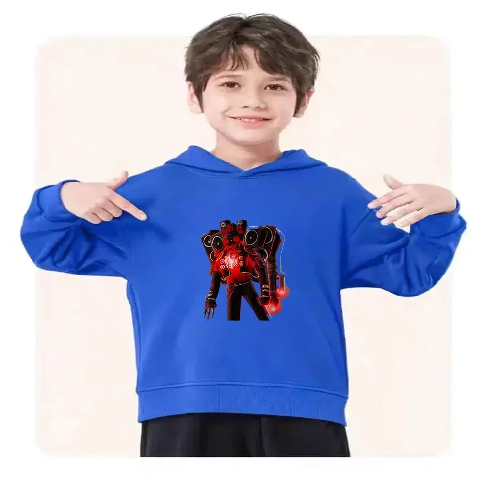 Skibidi Toilet Children's Autumn Winter Hoodie Black Pullover Boys Girls Toddler 2-12Yrs Top+Trousers Coat Casual Fashion Set