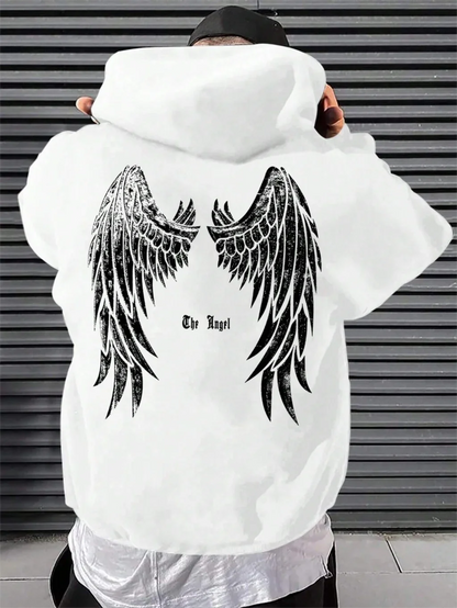Wing-print Men Women Pullover Hoodies Outdoor Street Casual Hip-hop Trend Sport Gothic Autumn Winter Warm Sweatshirt Clothes Top
